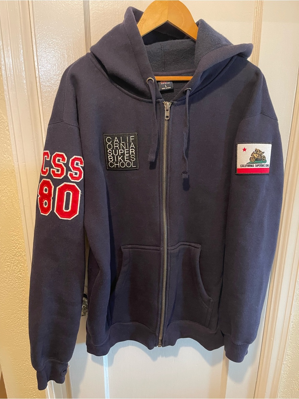 California Superbike School CSS 80 Motorcycle Heavy Zip Hoodie Navy Large